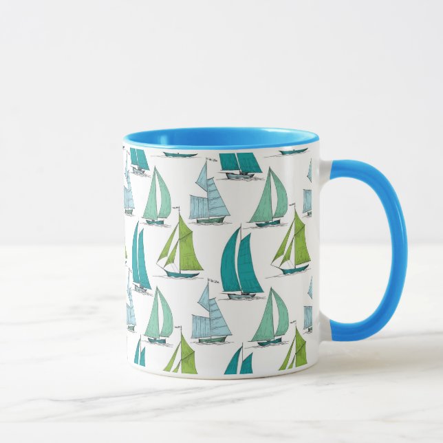 Tasse Voiliers sur le motif de l'eau (Droite)