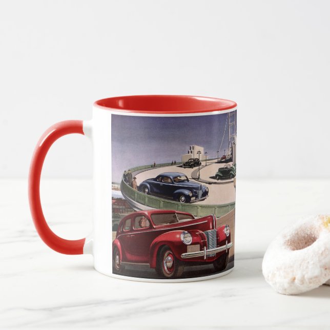 Tasse Voitures d'époque, Voyage sur la route des berline (Avec donut)