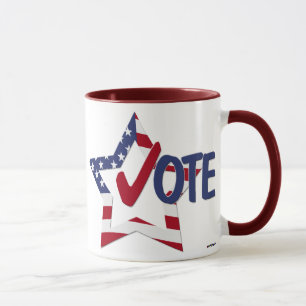 Tasse Vote Coche Rouge avec Étoile du Drapeau Américain