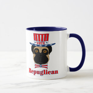 Tasse Vote rePUGlican Funny Carlin en Casquette blanc ro