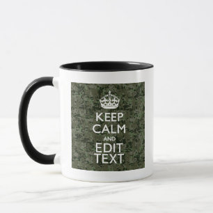 Tasse Votre propre texte Camo numérique Woodland Gardez 
