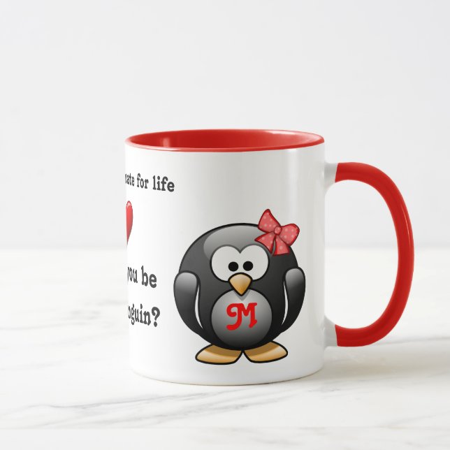 Tasse Vous serez mon compagnon de pingouin pour l'amour (Droite)