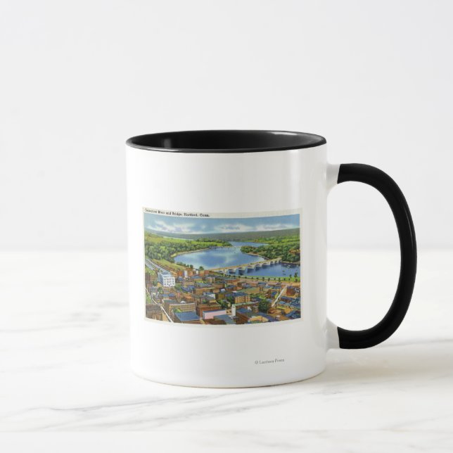 Tasse Vue aérienne de la ville et du Connecticut (Droite)