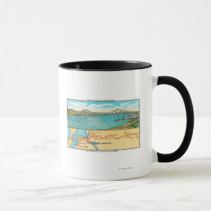 Tasse Vue aérienne du pont et de la carte de Carquinez