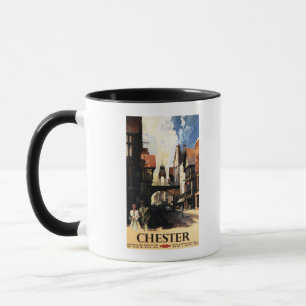 Tasse Vue de rue avec le rail d'horloge de couples et de