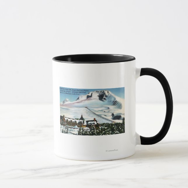 Tasse Vue du pavillon Timberline, mont Hood en hiver (Droite)