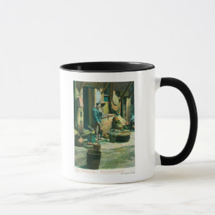 Tasse Vue d'un homme qui fume de son tuyau