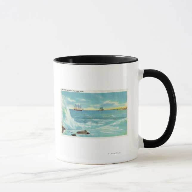 Tasse Vue d'une scène de Surf, Navires sur Casco Bay (Droite)