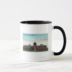 Tasse Vue extérieure des moulins de soie de Currier Co
