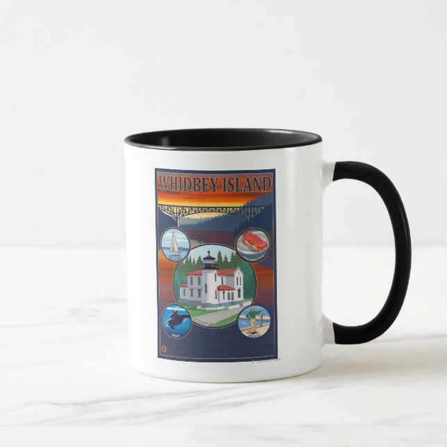 Tasse Whidbey Island, Washington Affiche de voyage panor (Droite)