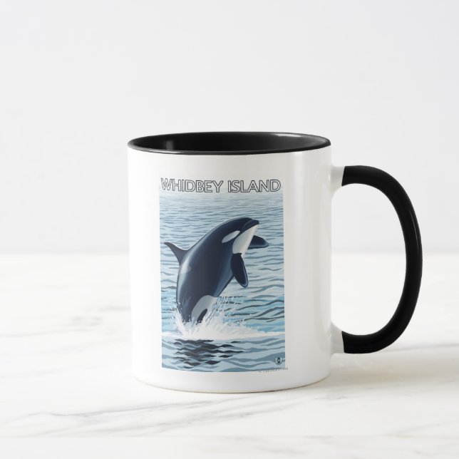 Tasse Whidbey Island, Washington Orca Jumping (Droite)