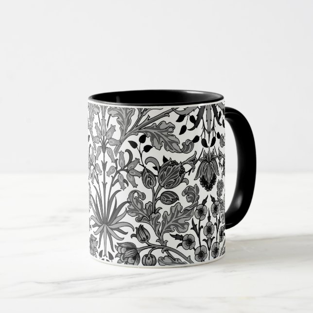 Tasse William Morris Hyacinth Imprimer, gris, noir et bl (Devant droit)