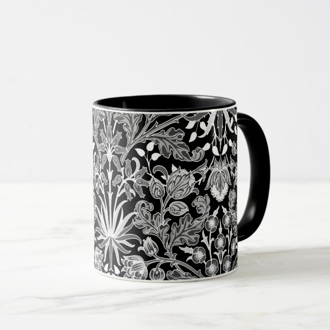 Tasse William Morris Hyacinth Imprimer, noir et blanc (Devant droit)