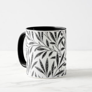 Tasse William Morris Willow Motif, gris, noir et blanc