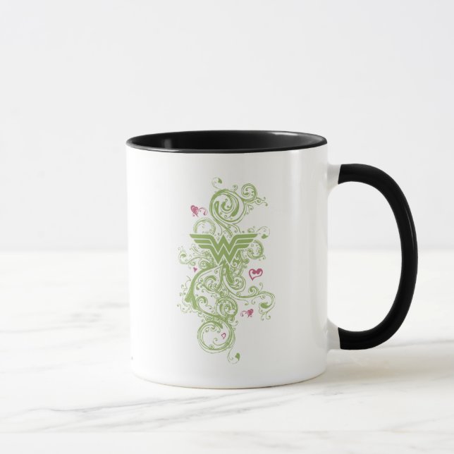 Tasse Wonder Woman Green Swirls Logo (Droite)