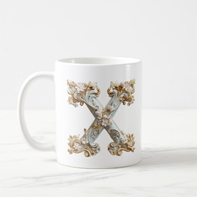 Tasse 'X' Lettre Baroque pour une Princesse du Caf (Gauche)