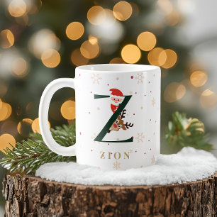 Tasse Z Monogramme de Noël Personnalisée