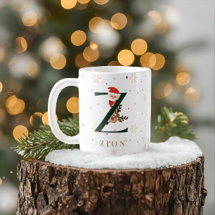 Tasse Z Monogramme de Noël Personnalisée