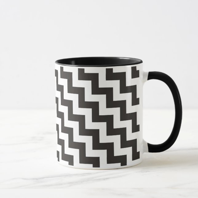 Tasse Zigzags Ringer Mug, Chevrons noirs et blancs (Droite)