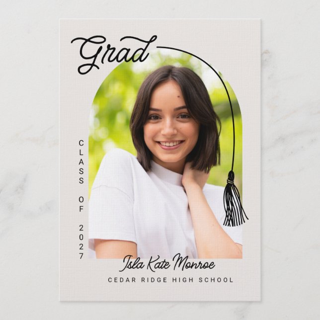 Tassel Grad Announcement with Photo (Front)