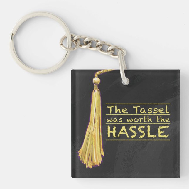 Tassel Hassle Gold Keychain (Front)