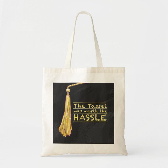 Tassel Hassle Gold Tote Bag (Front)