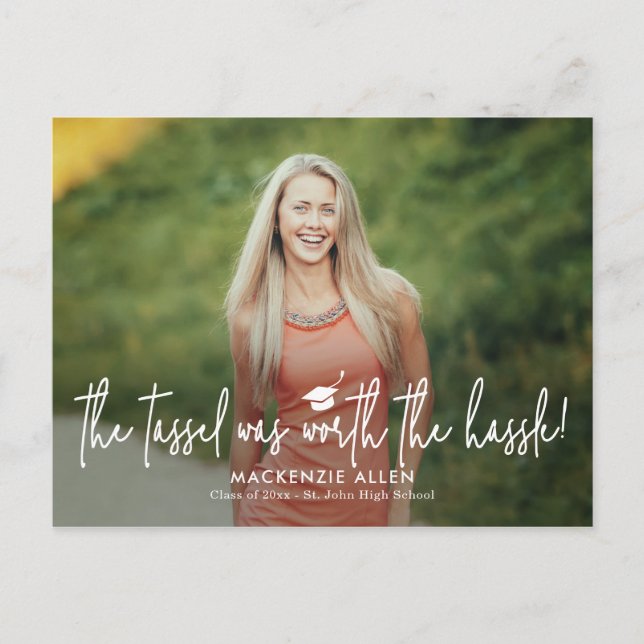 Tassel Hassle Graduation Announcement Postcard (Front)