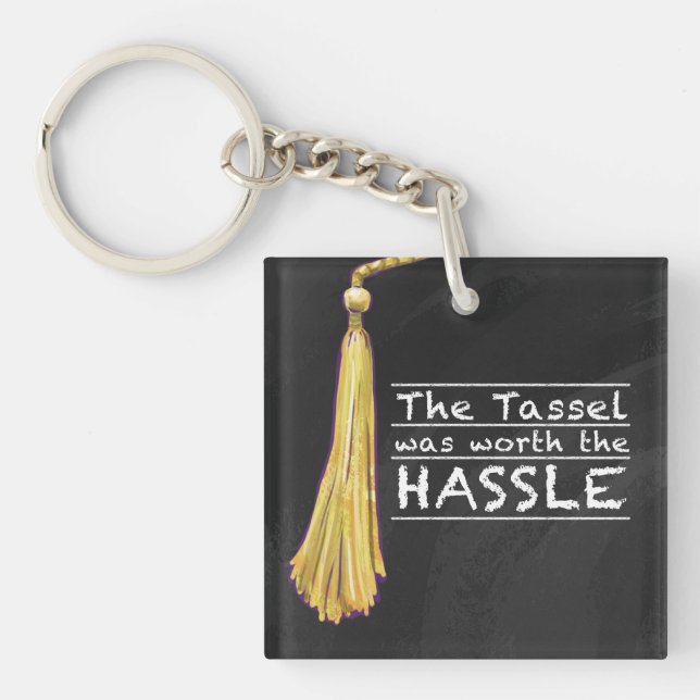 Tassel Hassle Silver Keychain (Front)