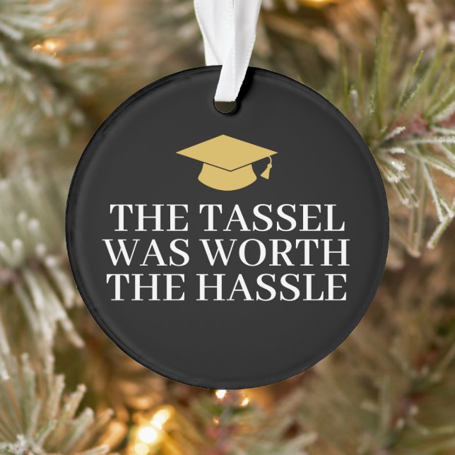 Tassel Was Worth Hassle - Modern Graduation Photo Ornament (Tree)