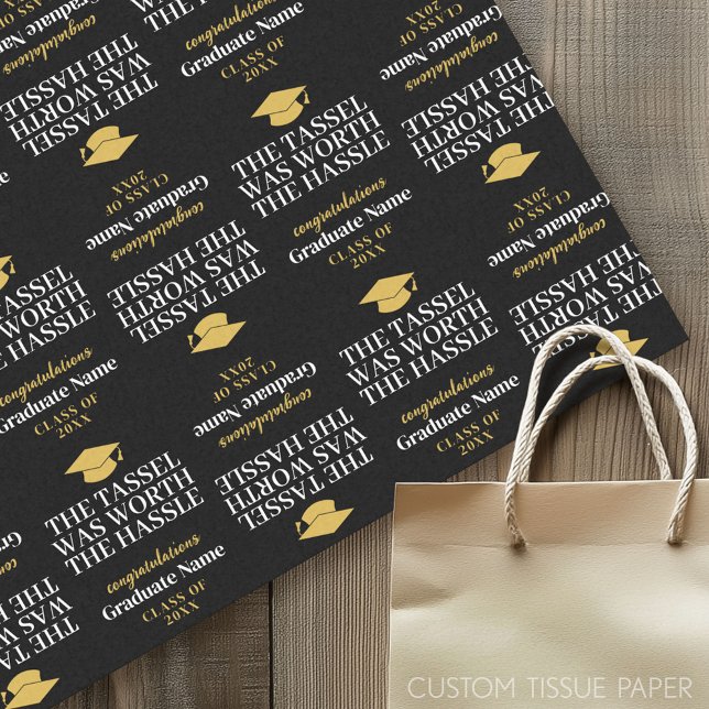 Tassel Was Worth the Hassle - Modern Graduation Tissue Paper (Graduation Tissue Paper)