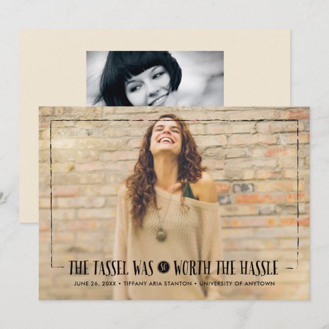 Tassel worth the Hassle Graduation Invitation (Front/Back)