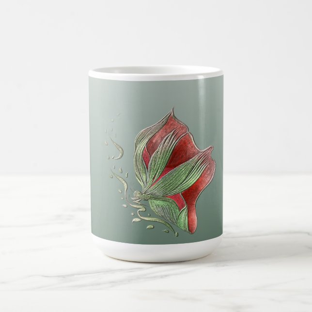 Tasses à café élégantes rouges et vertes  (Centre)