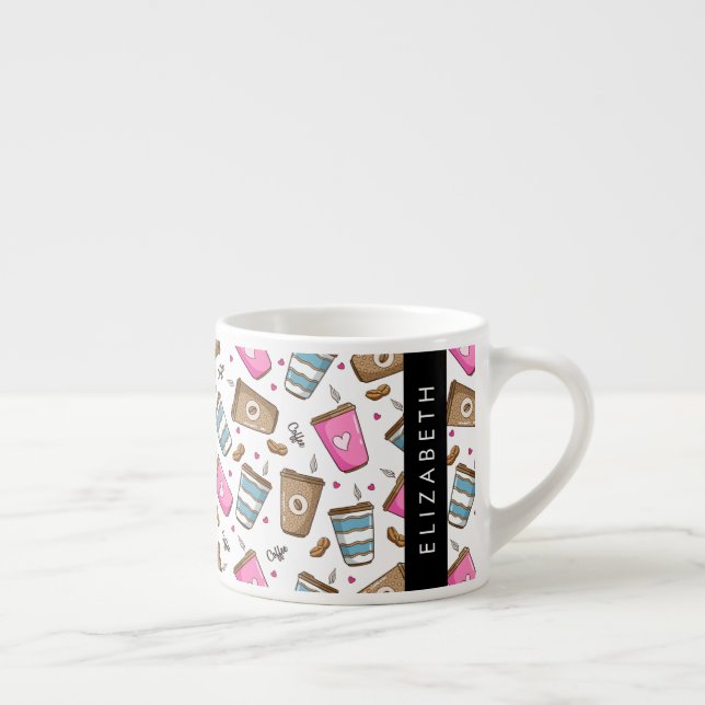 Tasses À Café, Haricots À Café, Coeurs, Votre Nom (Droite)