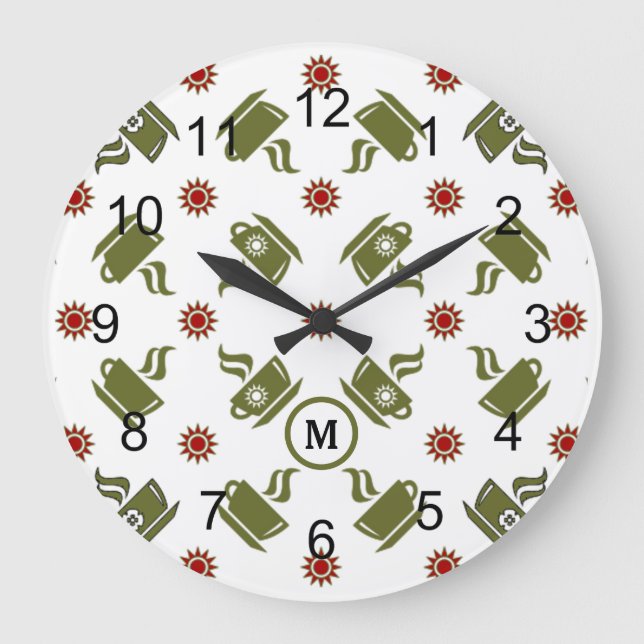 Tasses à café rétro jetées Horloge murale (Recto)