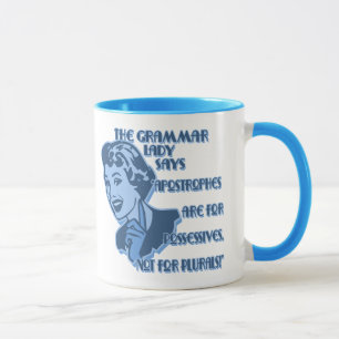Tasses bleues d'apostrophes