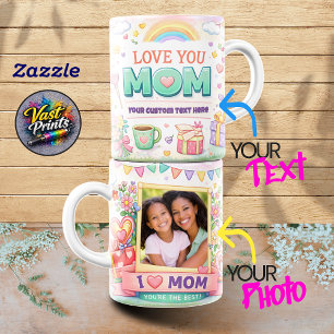 Tasses Collage Photo Floral Fête des Mères J'aime 