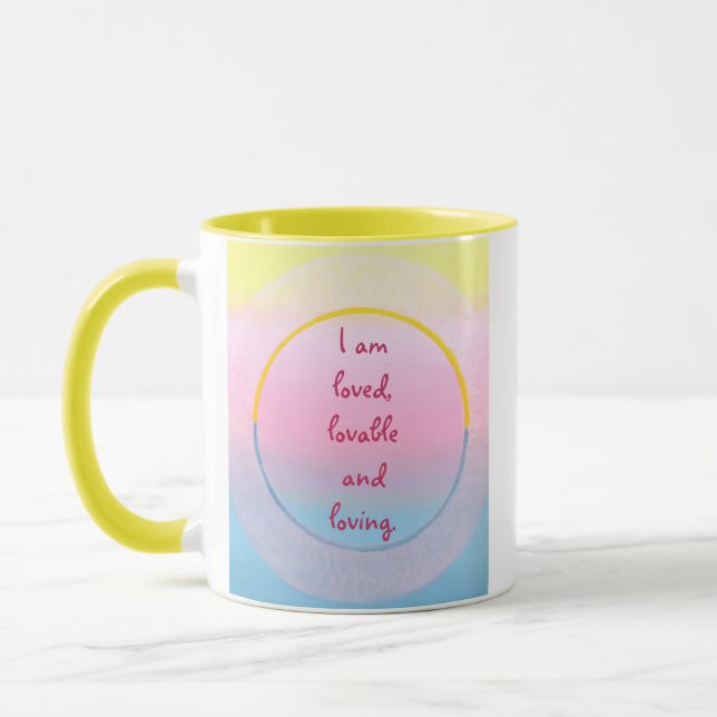 Tasses d'affirmation je suis aimé, aimable et aima (Gauche)