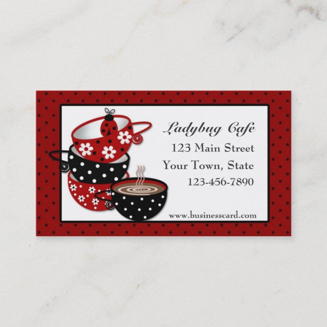 Tasses de café, coccinelle, noir, rouge, carte de (Devant)