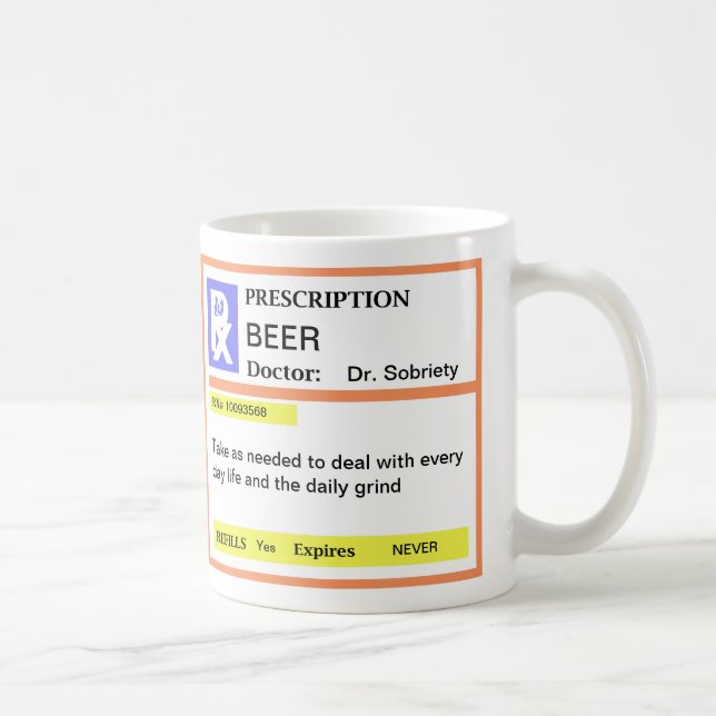 Tasses de café drôles de prescription de bière (Droite)