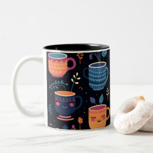 Tasses de café Kawaii mignonnes avec des visages s