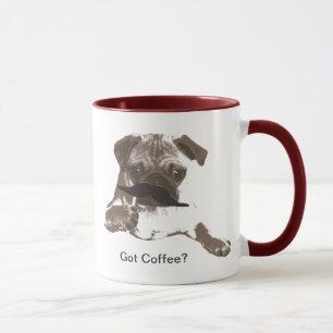 Tasses de café mignonnes de carlin de moustache