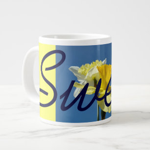 Tasses de café sucrées Ciel bleu Jonquilles jaunes
