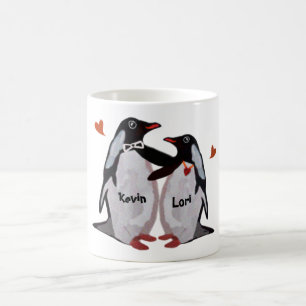 Tasses de couples d'amour de pingouin