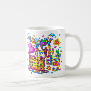 Tasses de gâteau d'anniversaire joyeux
