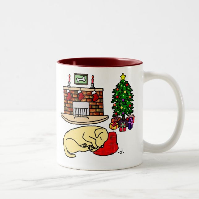 Tasses jaunes de Noël de labrador retriever (Droit)