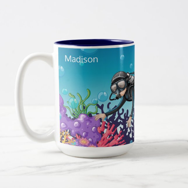 Tasses nommées faites sur commande de plongeur (Gauche)
