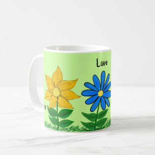 Tasses vertes personnalisées par amour floral