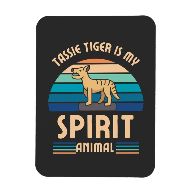 Tassie Tiger Thylacine Tasmanian Wolf Retro Magnet (Vertical)