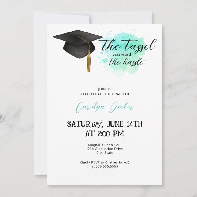 Tassle Worth The Hassle Graduation Invitation (Front)