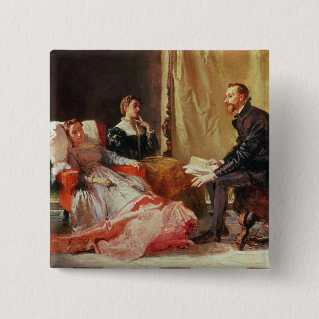 Tasso and Elenora D'Este 2 Inch Square Button (Front)